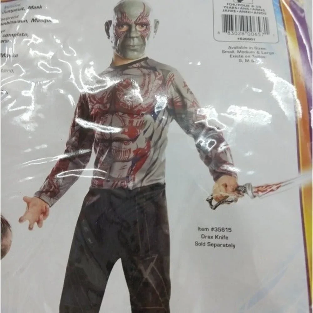 Rubies Guardians of the Galaxy Drax Costume Boys Size M 8-10 Mask Outfit - Picture 2 of 6
